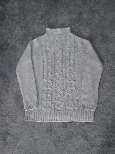 Szary pleciony sweter oversize, sweterek basic