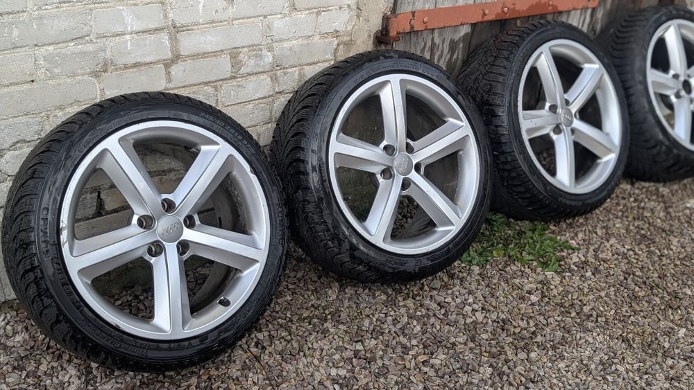 4x Koła Audi 5x112 8.5Jx18 ET 29 otwór 66.6mm Opony 245/40 Zima