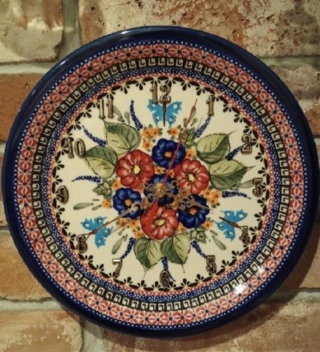 Talerz Zegar ścienny ceramiczny 27,5 cm ceramika Bolesławiec Z.C.B.