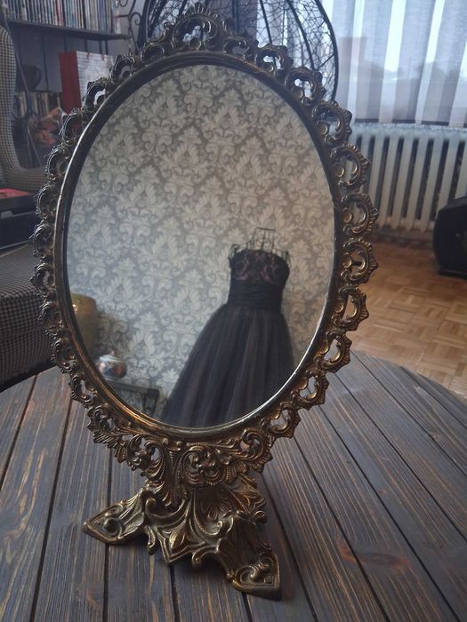 Antyczne lustro stojące pokojowe francuskie art nouveau duże zdobione