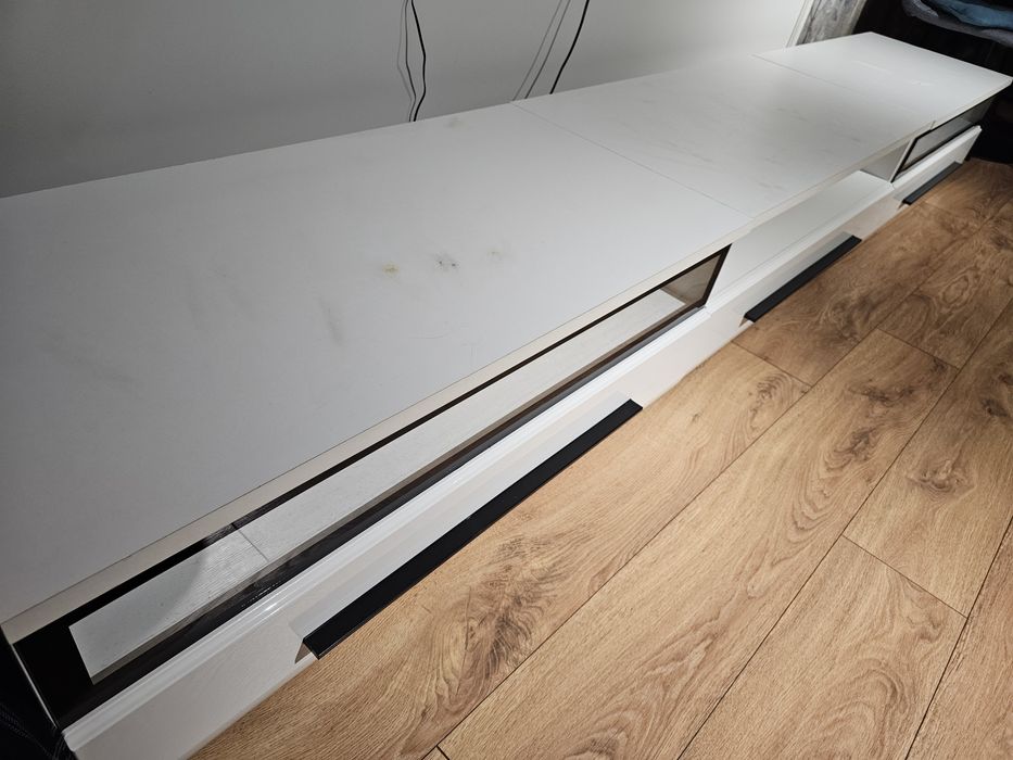 Duża szafka RTV 300 cm (3 segmenty) Biała + Transport Tychy GRATIS