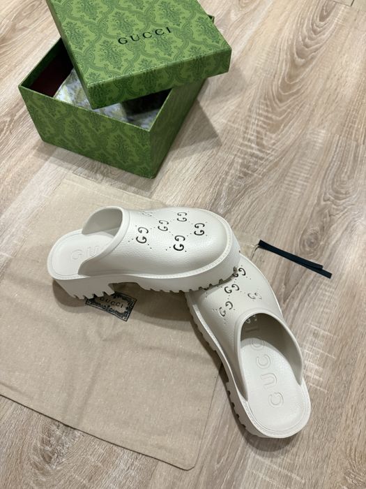 Klapki Gucci Sandały Chodaki Platforma Platform GG