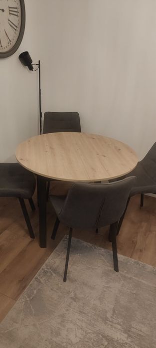 Stół okrągły dąb artisan/czarny