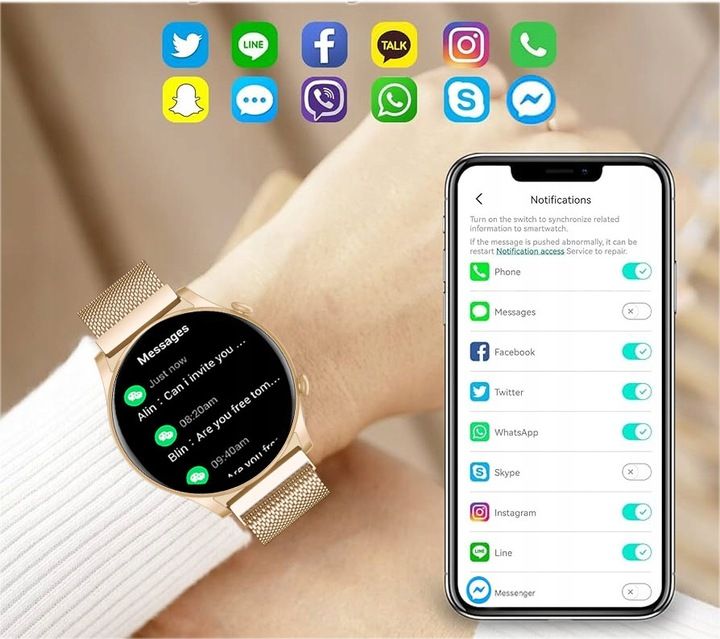 Smartwatch Zegarek Damski Polskie Menu Rozmowy Zdrowie Sport Amoled 4