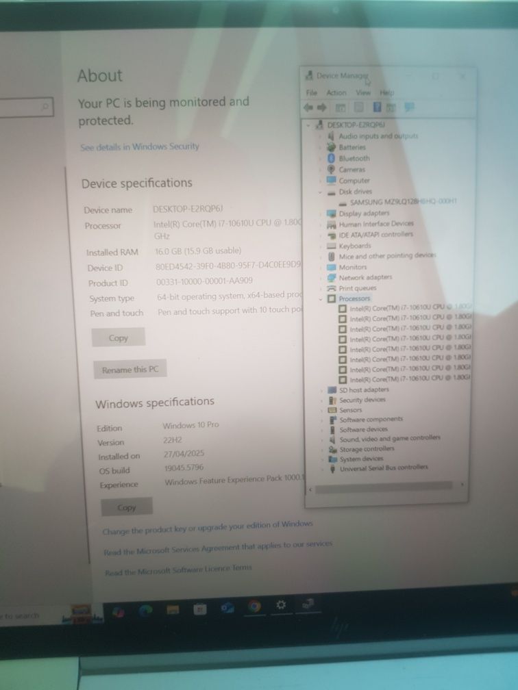 Hp 13' I7 10gen 16GB ram. Ekran Dotykowy