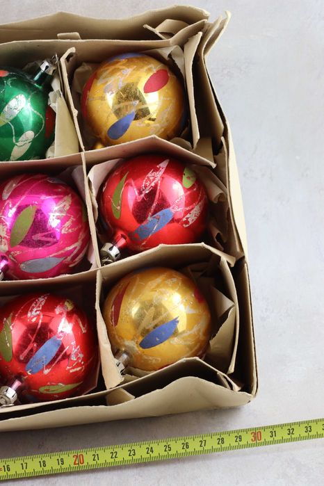 Zestaw kolorowych bombek prl vintage retro bombki ozdoby świąteczne