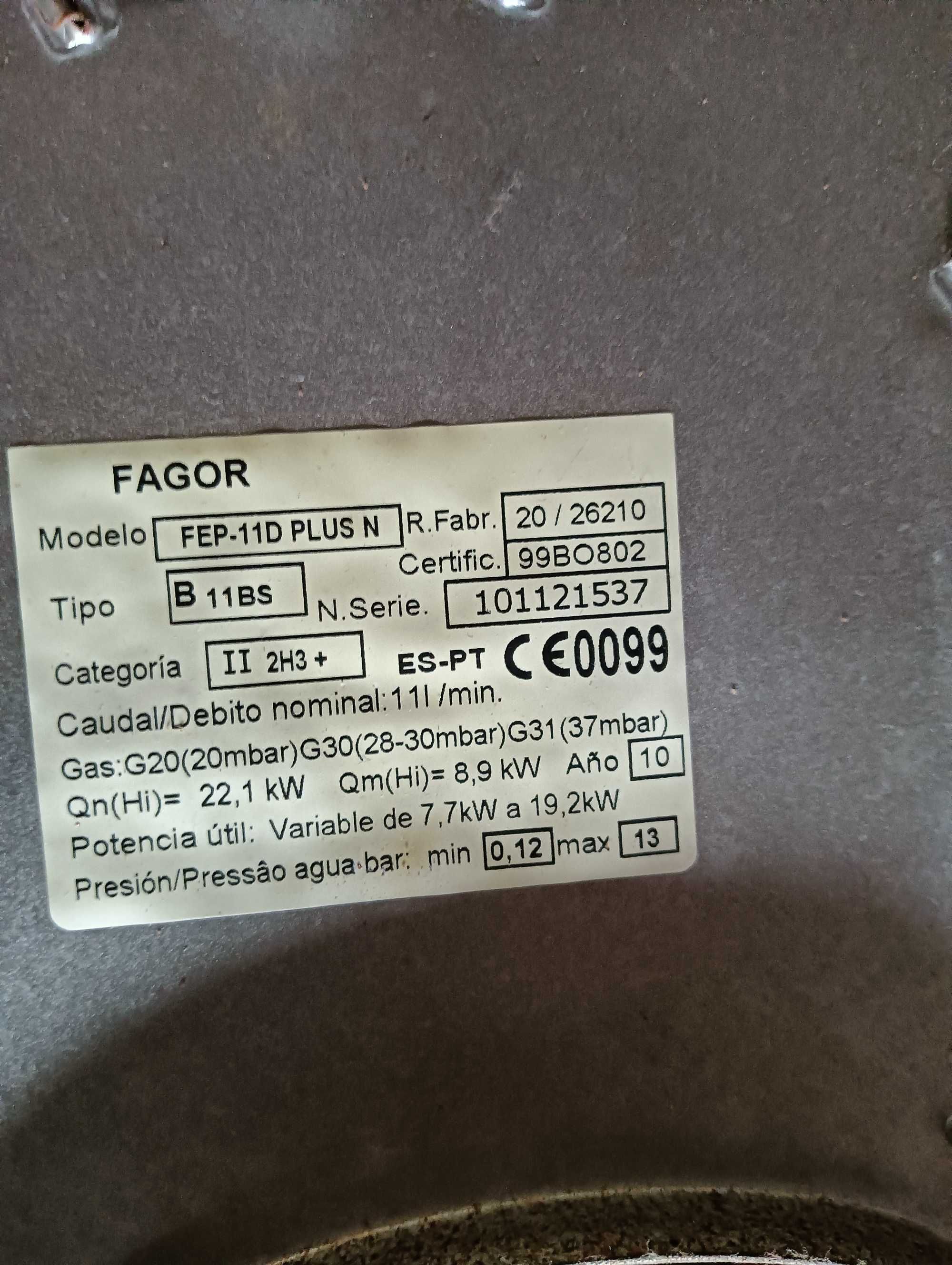 Esquentador 11L a funcionar