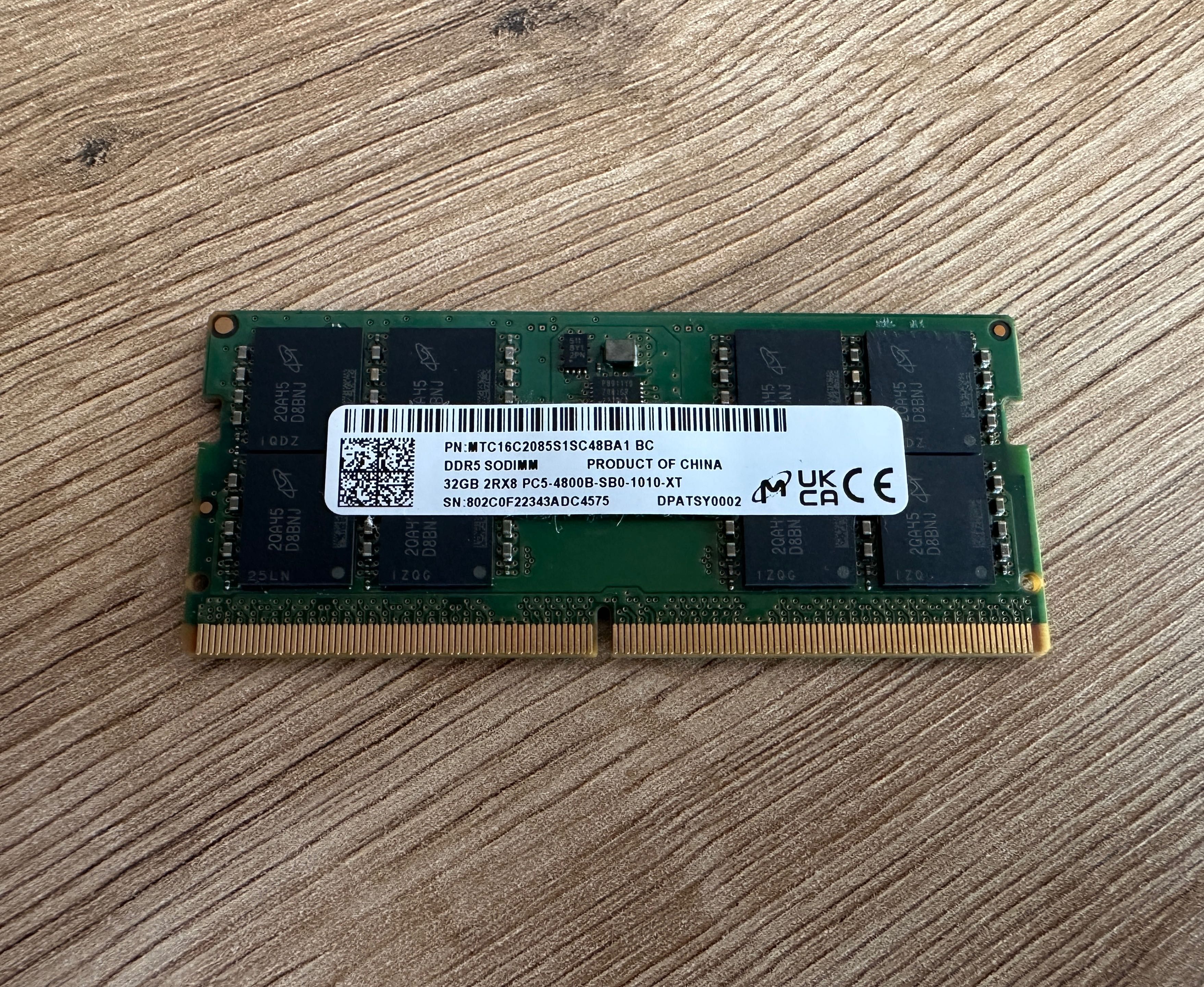 Оперативна пам’ять Micron 32GB DDR5-4800 SODIMM (MTC16C2085S1SC48BA1)
