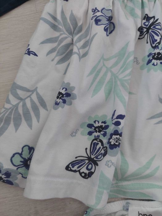 Sukienka bonprix granatowa w kwiaty z majteczkami niemowlęca