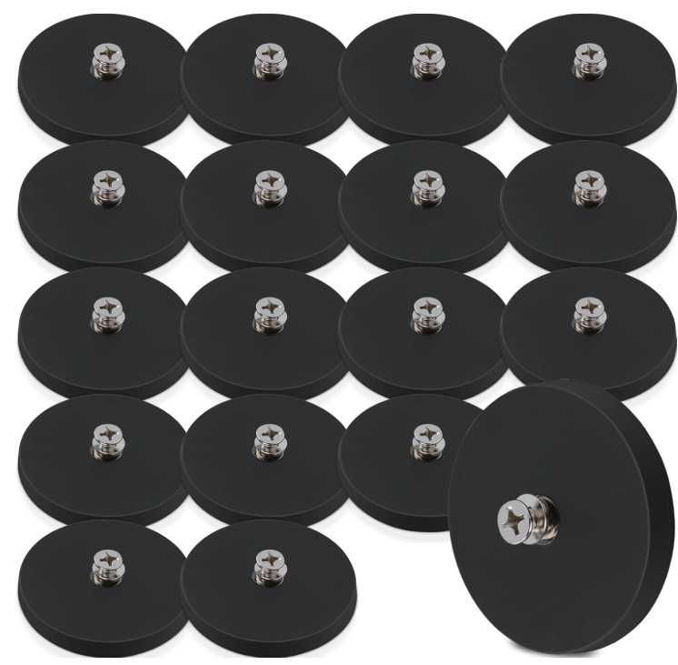 Zestaw 18 magnesów neodymowych, gumowych, średnica 43mm udźwig do 15kg
