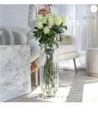 Duży szklany wazon do sztucznych kwiatów, dekoracja
