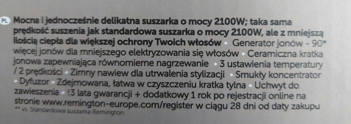 REMINGTON nowa  suszarka do włosów