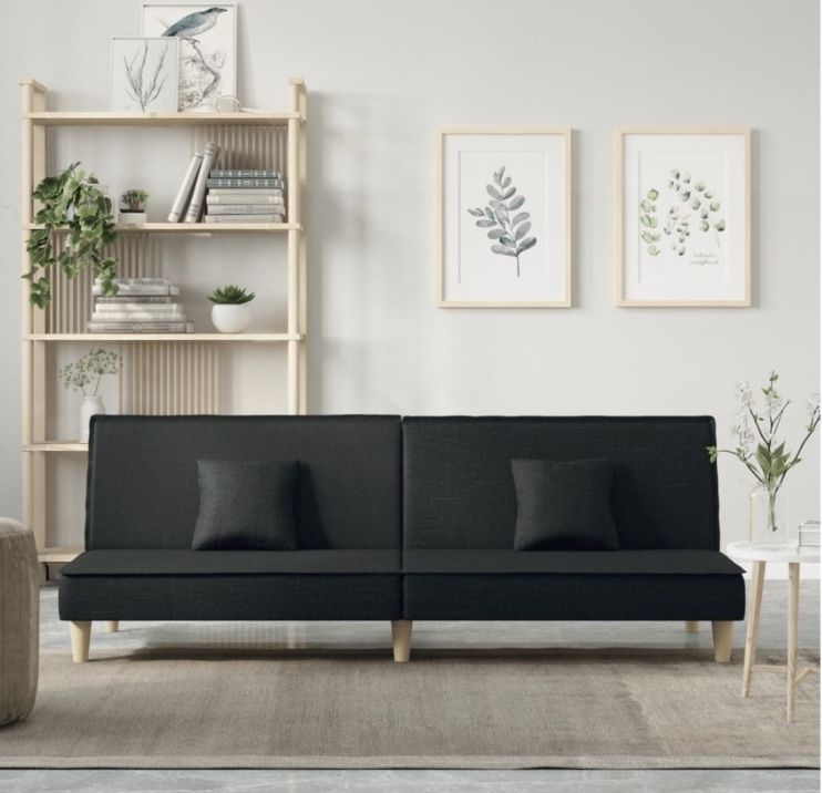 Sofá cama preto tecido vida XL 200 cm vidaxl