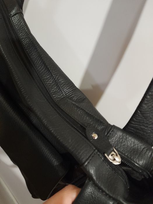 Чорна шкіряна сумка-тоут hand made Greenland