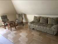 Komplet meble wypoczynkowe 2x sofa, kanapa, fotele + stolik, vintage