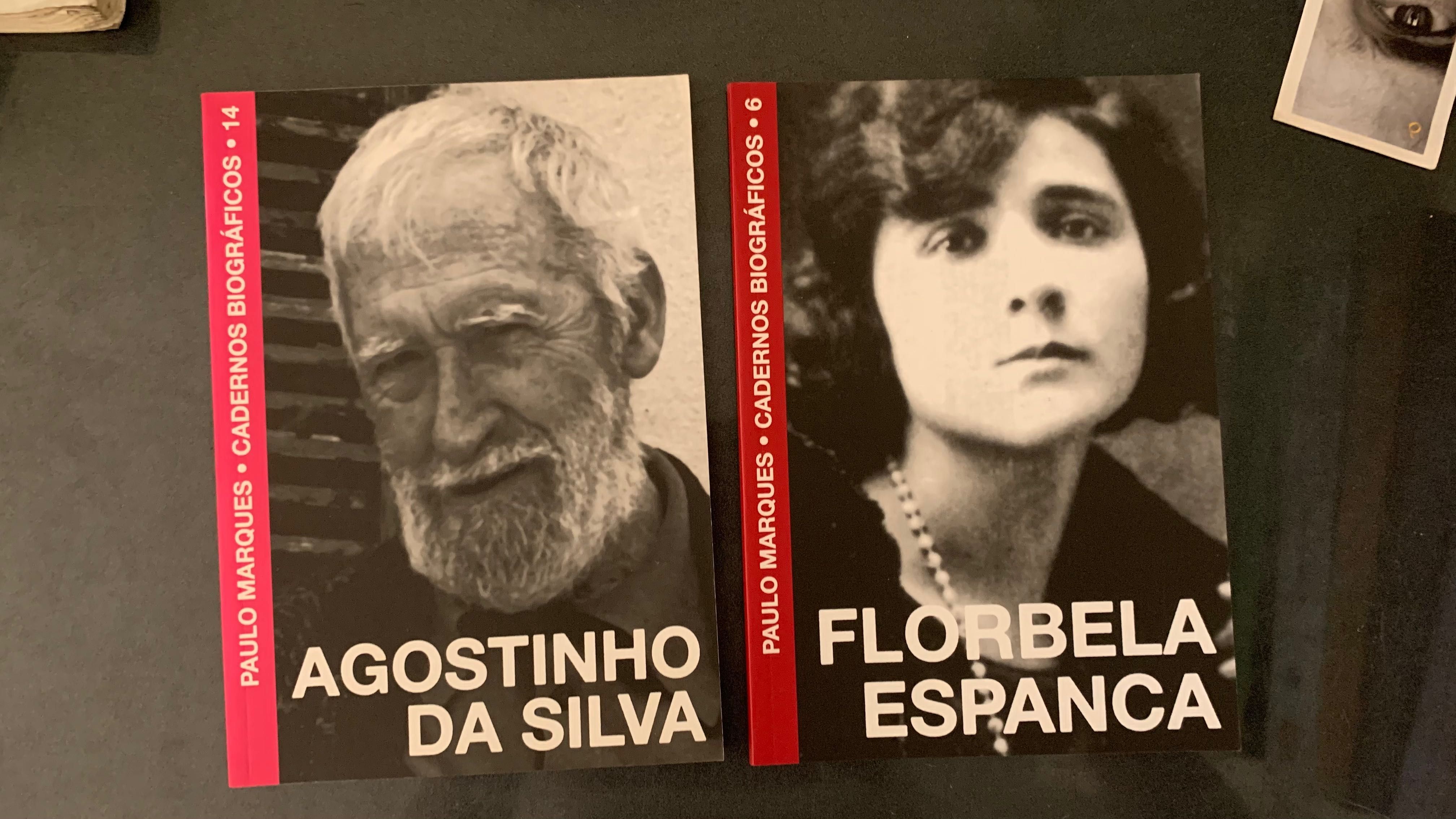 Livros cadernos bibliográficos Florbela Espanca e Agostinho da Silva