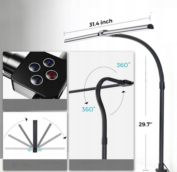 Mocna Lampka na monitor biurko LED Dwugłowicowa z pilotem nocna zestaw