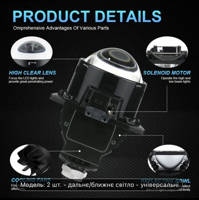 BI led лінзи 3 дюйма  H4 H7