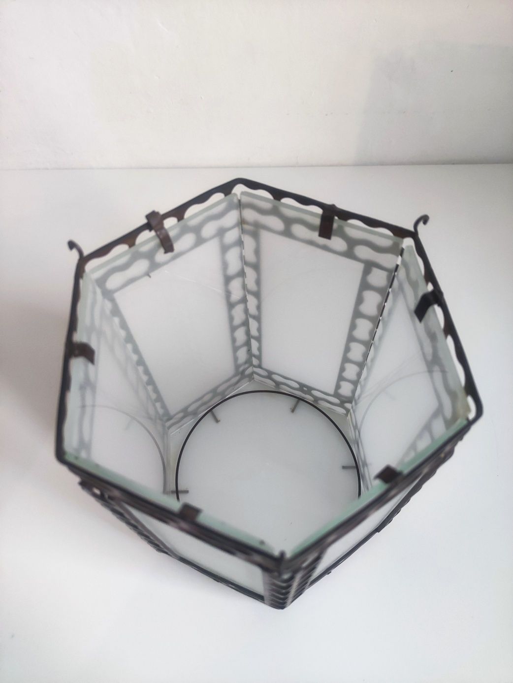 lampa sufitowa loft lata 50. ażurowa szkło