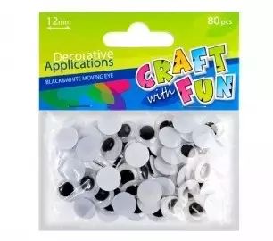 Oczy czarno-białe, 80 sztuk. Craft with Fun