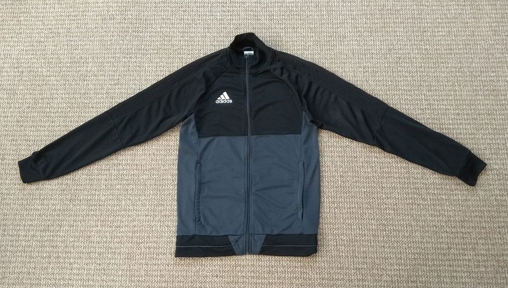 ADIDAS олимпийка кофта на змейке S оригинал черная с серым