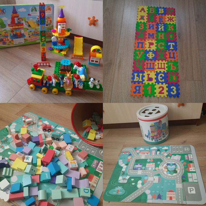 Деревянный конструктор,Lego Duplo,мягкий коврик пазл Азбука