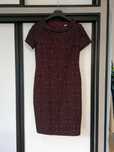 Elegancka żakardowa sukienka bordo M