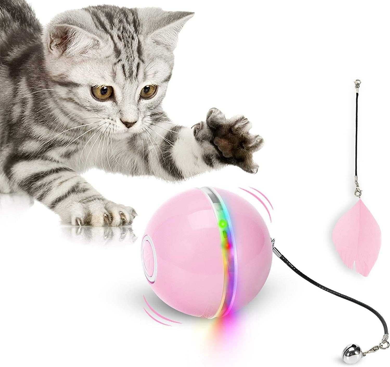 Zabawka dla kotka, piłeczka interaktywna LED, ładowanie USB