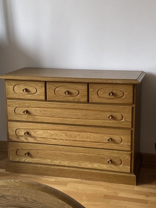 Swarzędz, meble do sypislni, dąb, łôżko, komoda stoliki nocne 2 szt