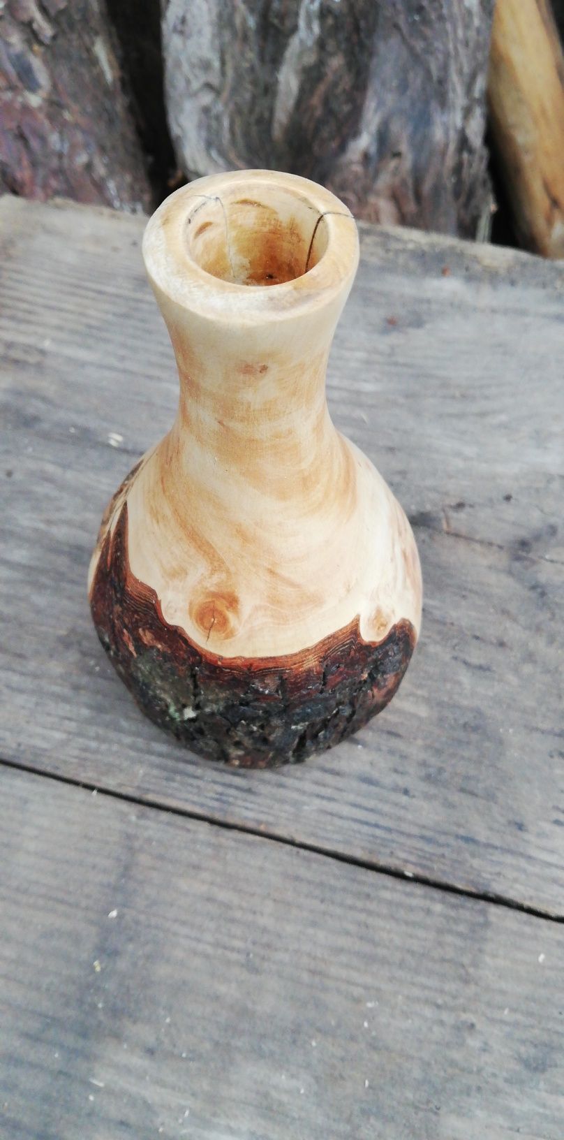 Wazon drewniany, wazon na susz