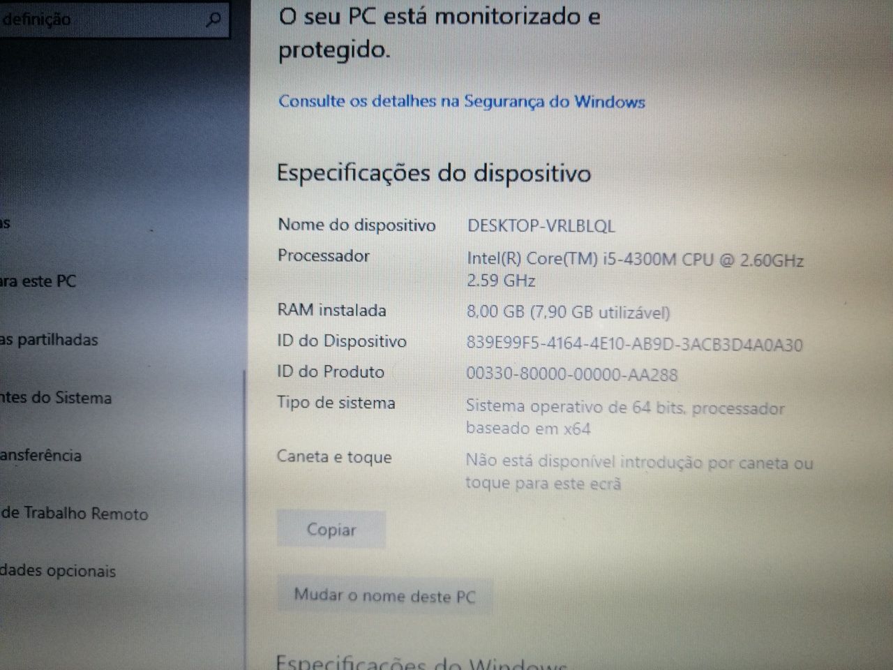 ThinkPad profissional I5 8G SSD 128