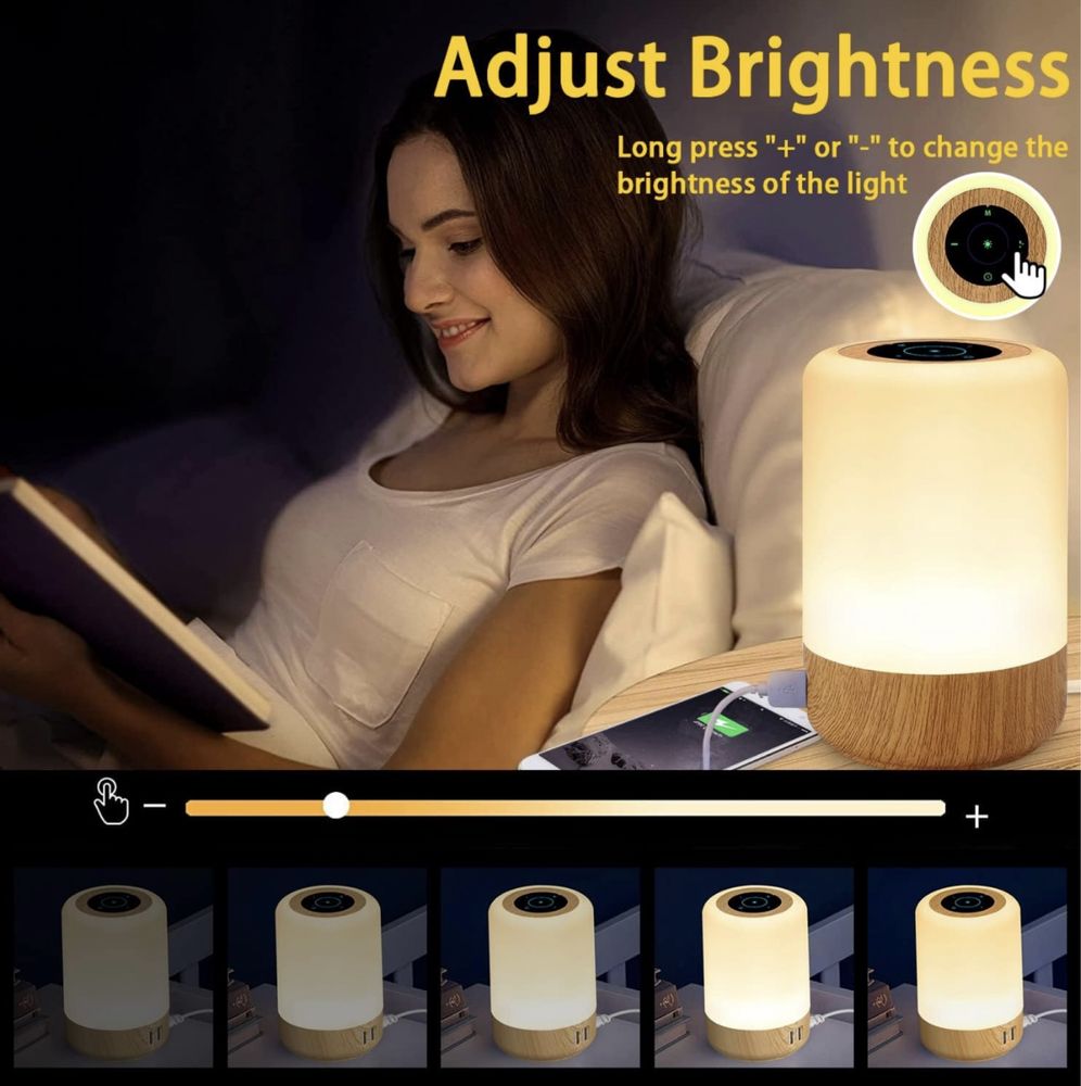 Taipow Lampka Nocna LED z 4-USB Port ładowania 2szt