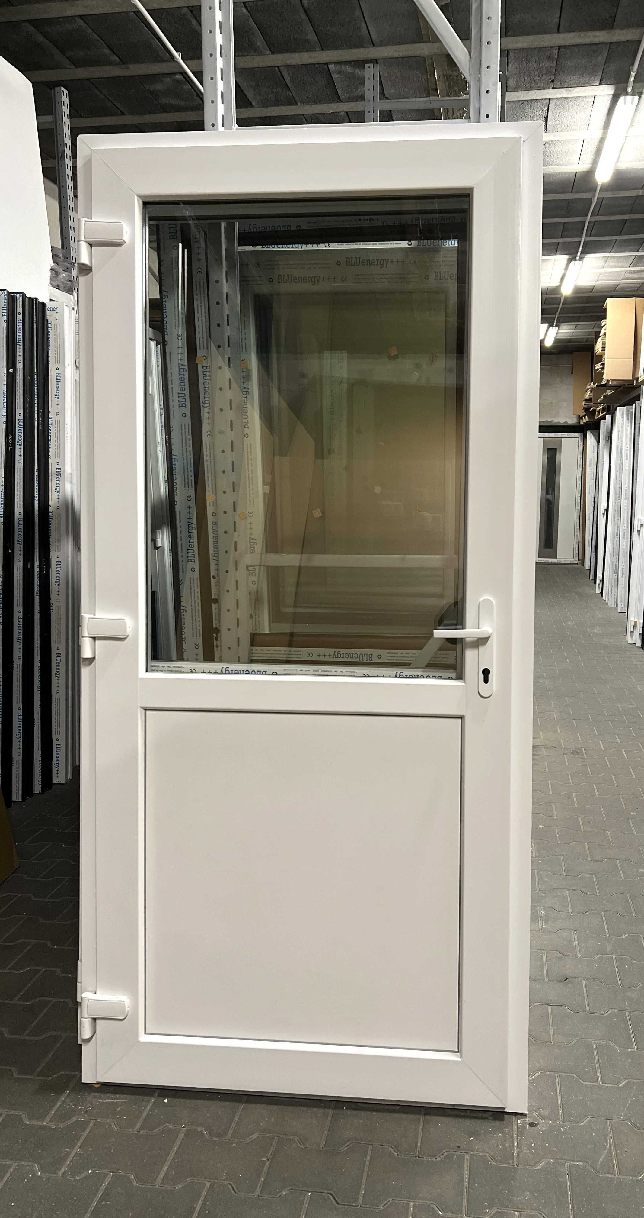 Drzwi zewnętrzne sklepowe 105x210 biurowe magazynowe tarasowe NOWE pvc