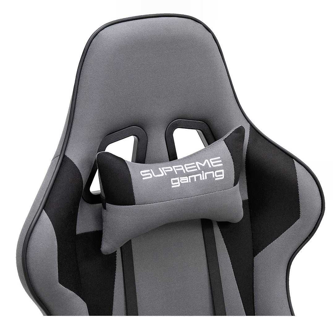 Krzesło Gracza Fotel Gamingowy PlayMaker z tkaniny Szaro-Czarny