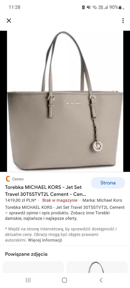 Michael kors jet set travel grey stan idealny