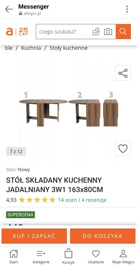 Sprzedam stół stołowy rozkładany