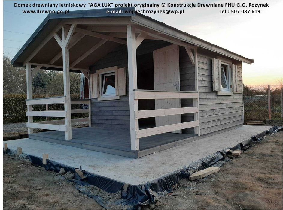 domek drewniany letniskowy Aga Lux 20 m2 z montaż +dojazd PAŹDZIERNIK