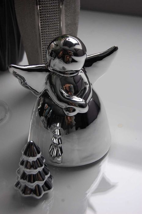 Śliczny lustrzany srebrny Anioł + choinka nowe