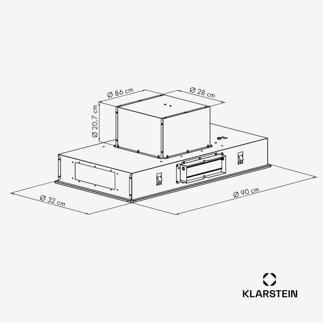 Стельова витяжка Klarstein High Line Eco 90см.