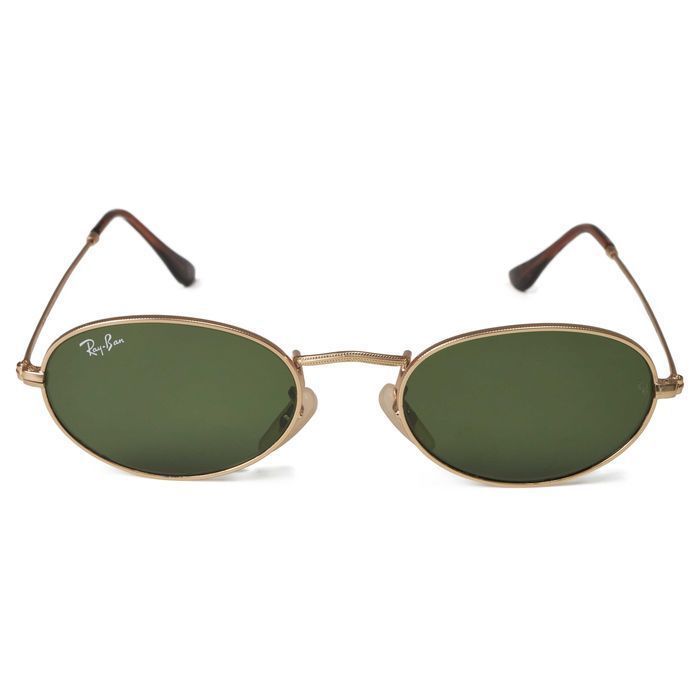 Солнцезащитные овальные очки Ray Ban Oval 3547 Gold-Green 52мм стекло