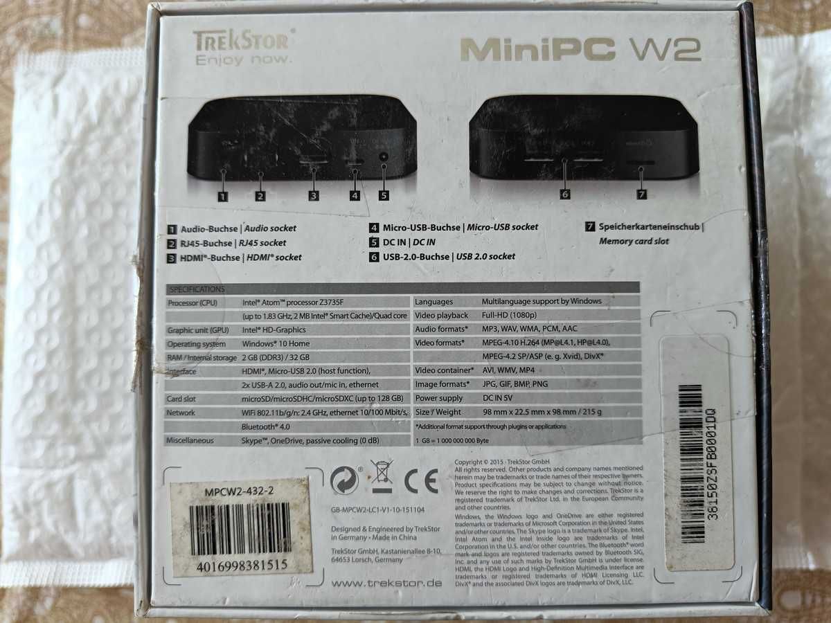 Mini PC Trekstor W2 Windows 10