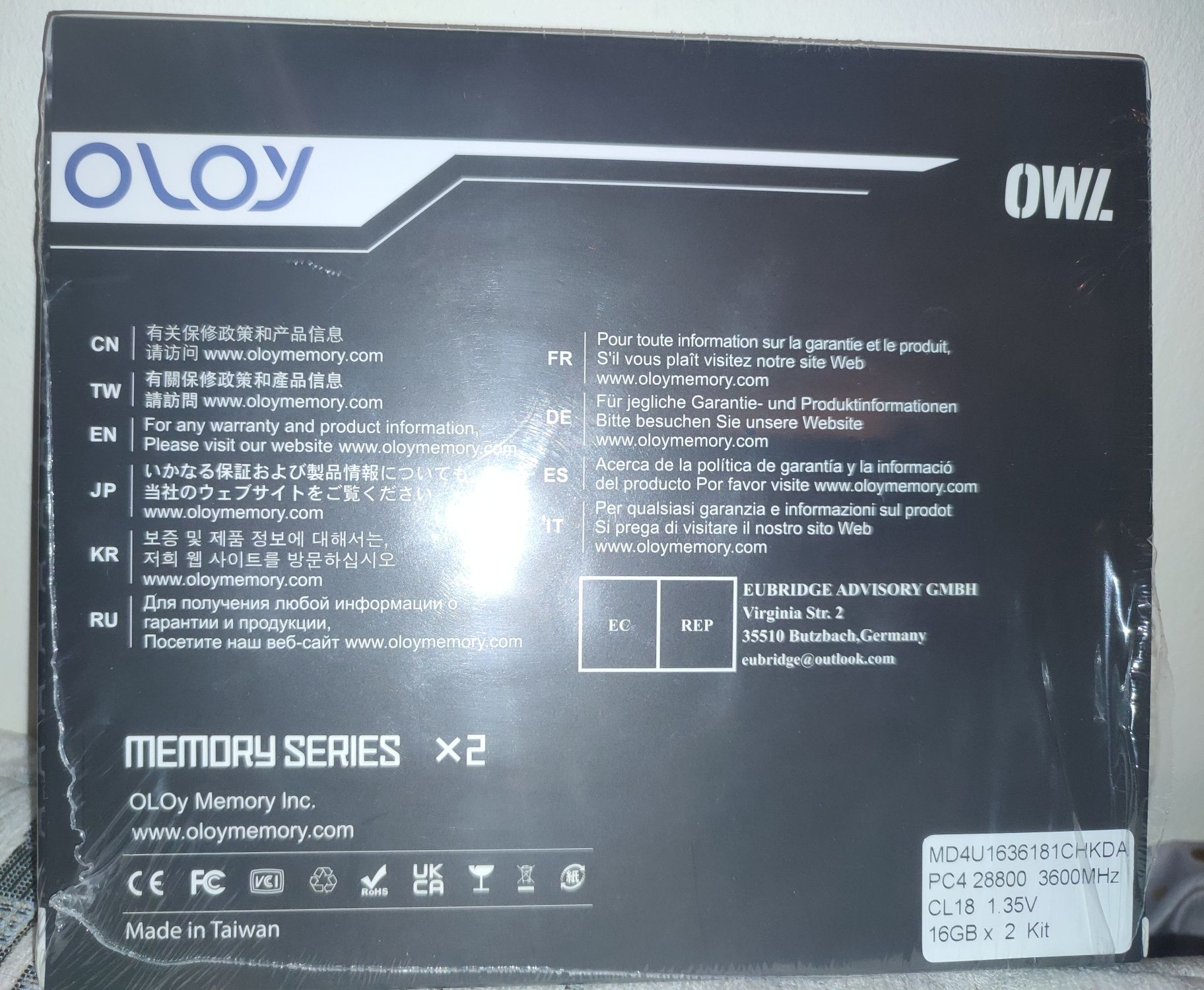 OLOy Owl Black RAM 2x16GB 3600MHz