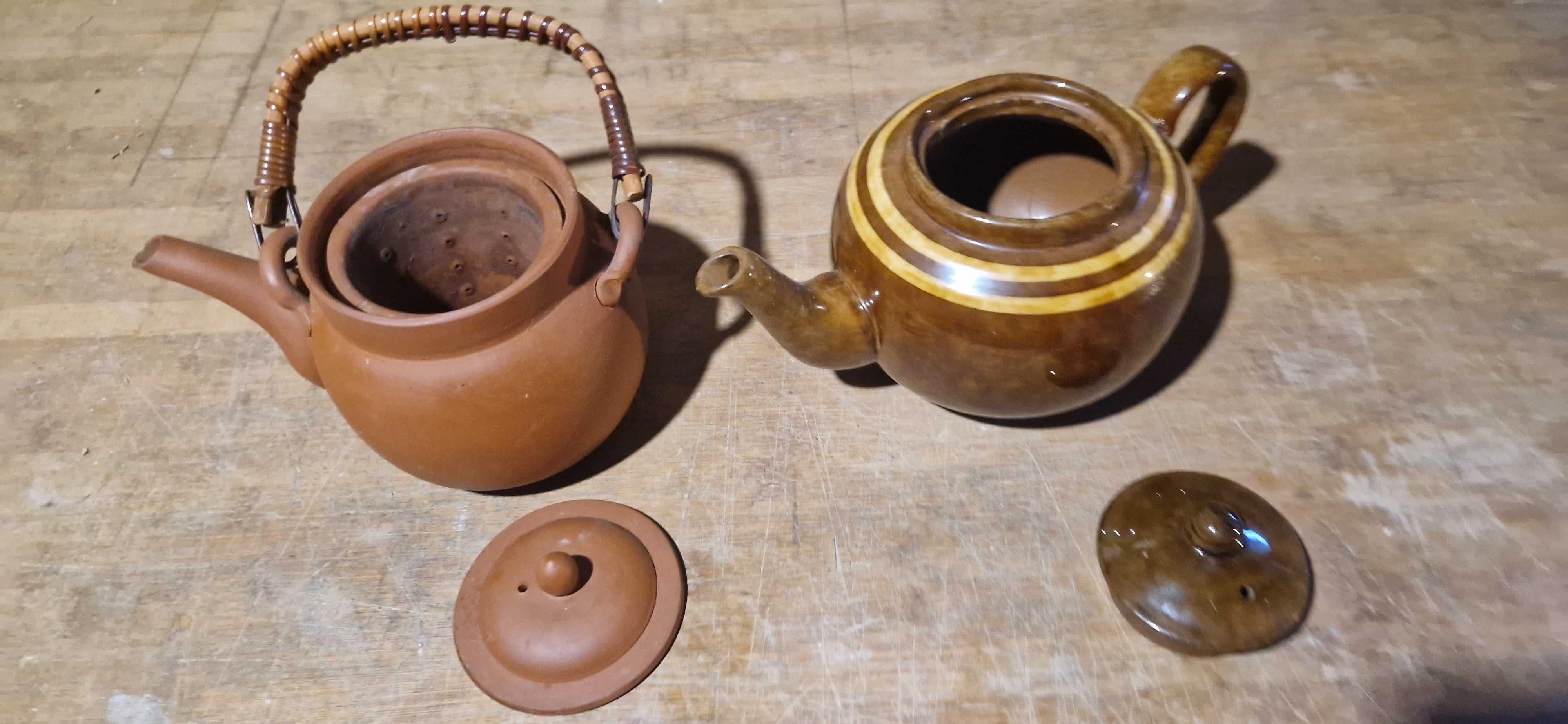 Ceramiczny dzbanek vintage PRL i gliniany czajnik