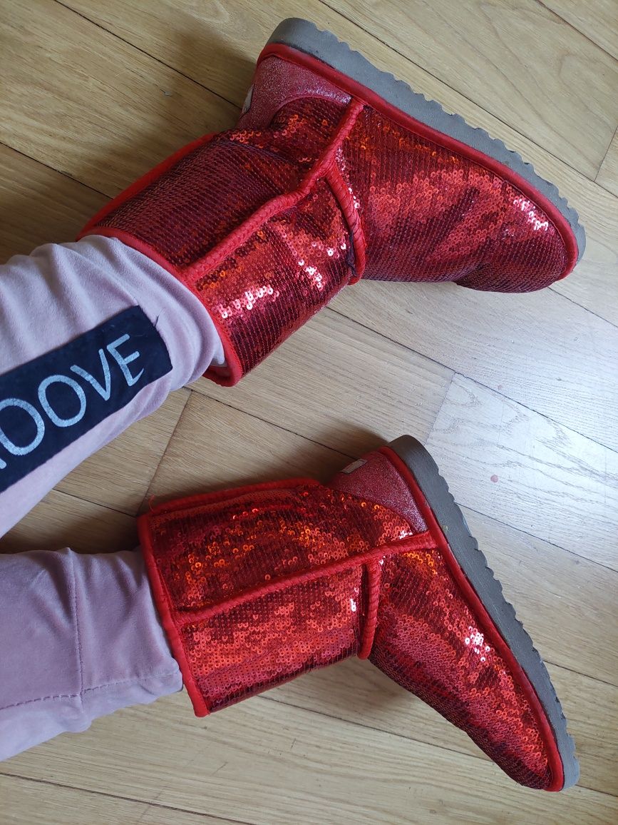 Uggi buty cekiny błyszczące 38-39 ugg Australia śniegowce  czerwone