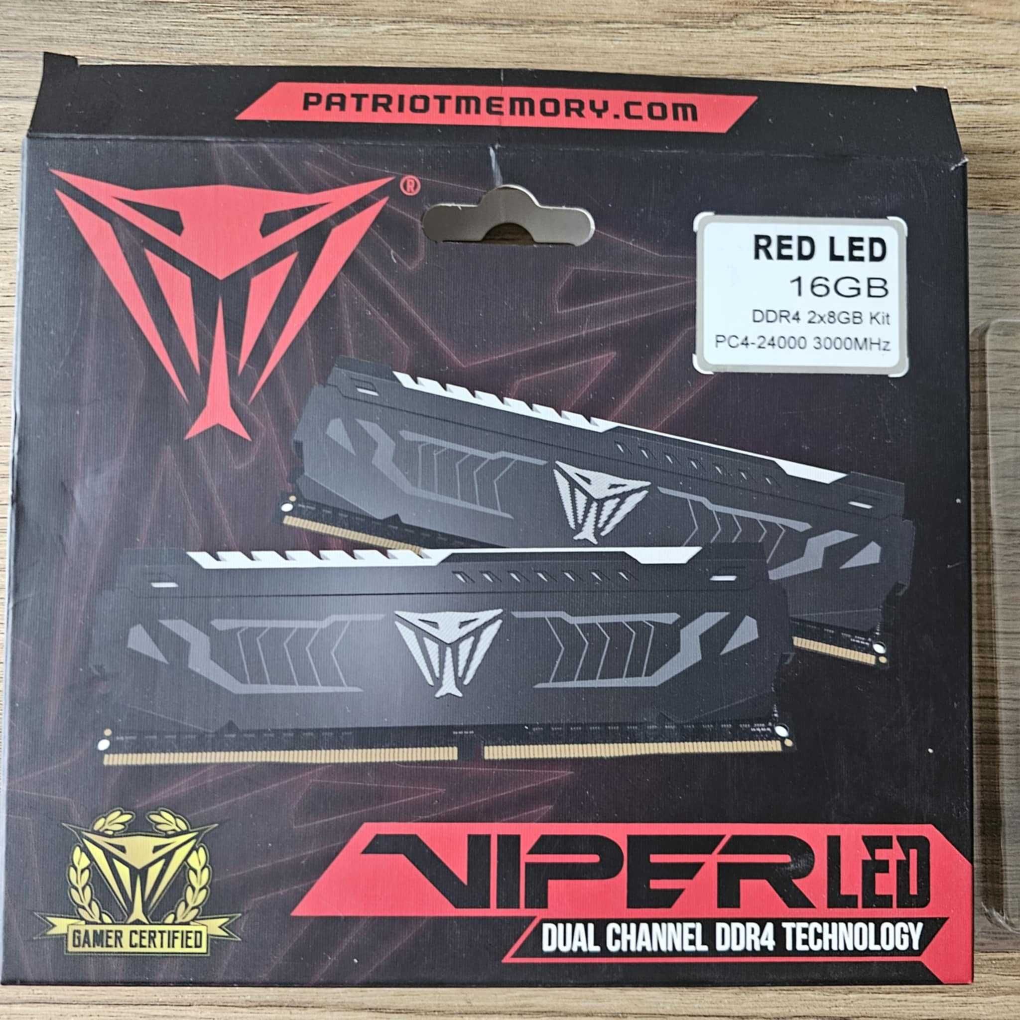 RAM Patriot Viper LED Red 16GB [2x8GB 3000MHz DDR4 CL15 1.35V DIMM]