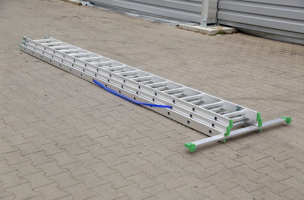 Drabina aluminiowa HIGHER  3x14, wys.robocza 11m,na schody,nowa
