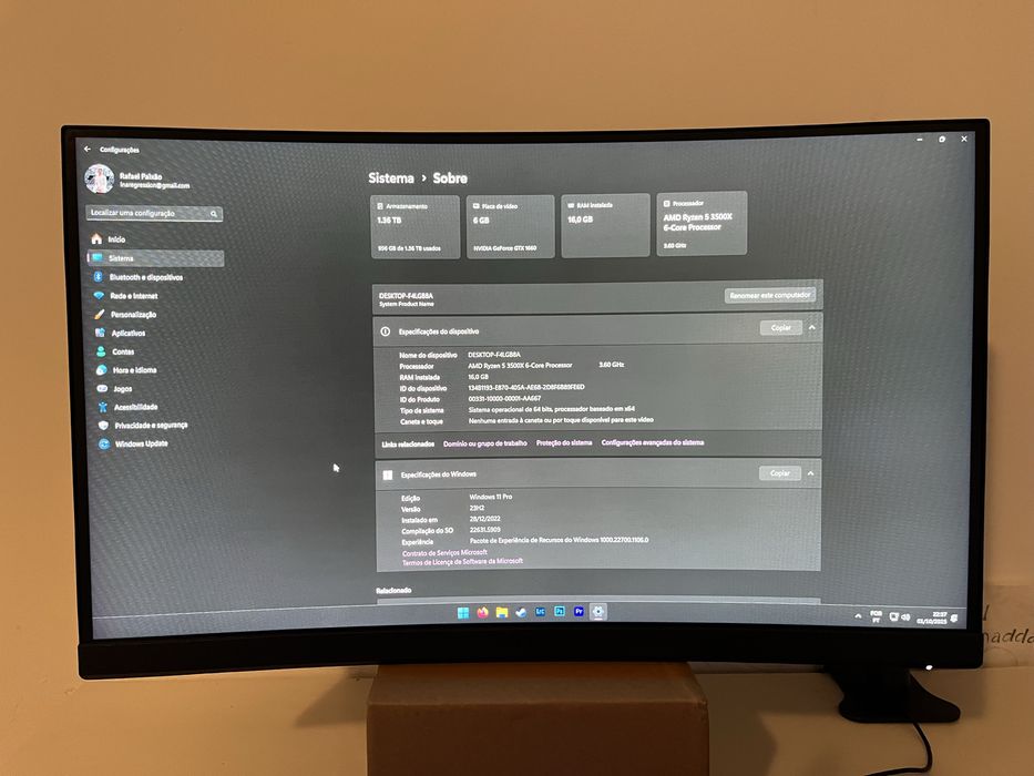 PC Completo / Ryzen 3500X GTX 1660 16GB RAM 500GB SSD