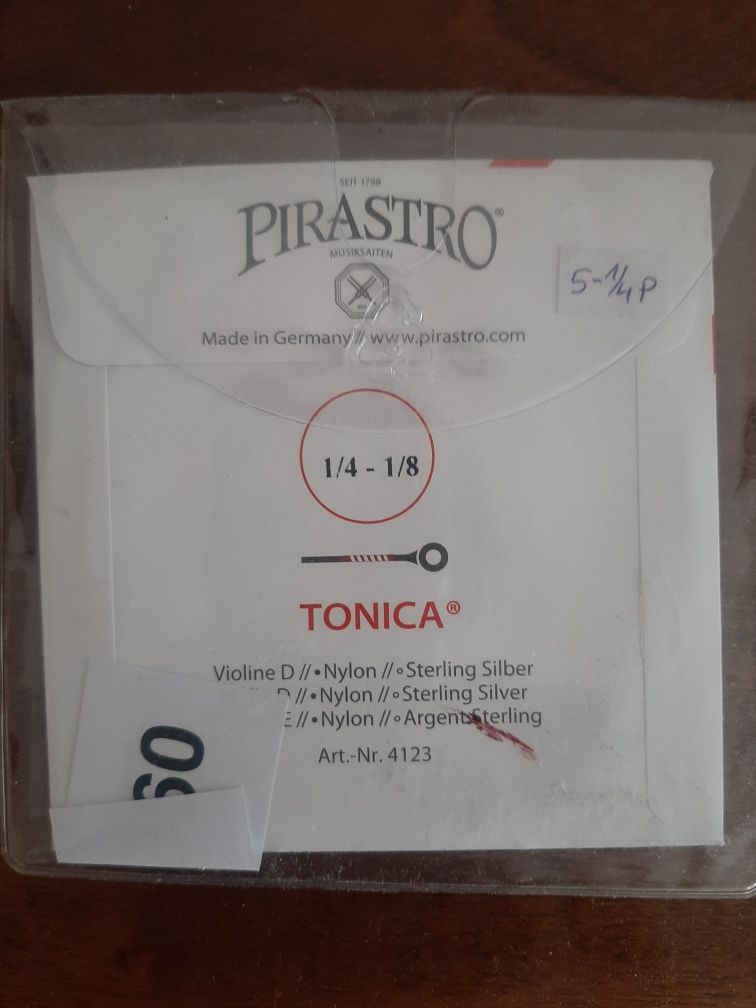 Nowa oryginalna struna D Pirastro Tonica skrzypce 1/4 - 1/8