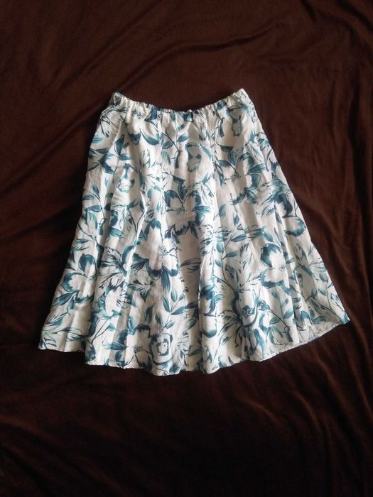 Spódnica w kwiaty letnia wiosenna biała niebieska lato retro vintage