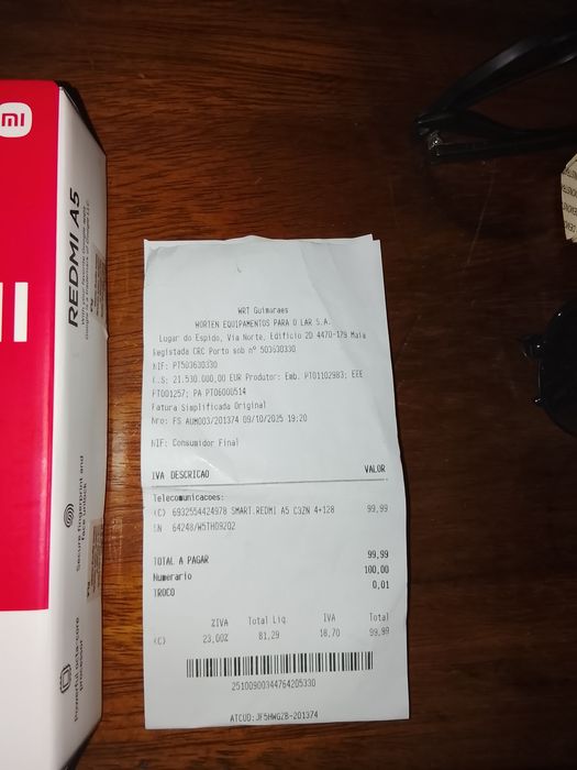 Smartphone Redmi A5 4GB RAM 128 GM Memoria .Com fatura da compra